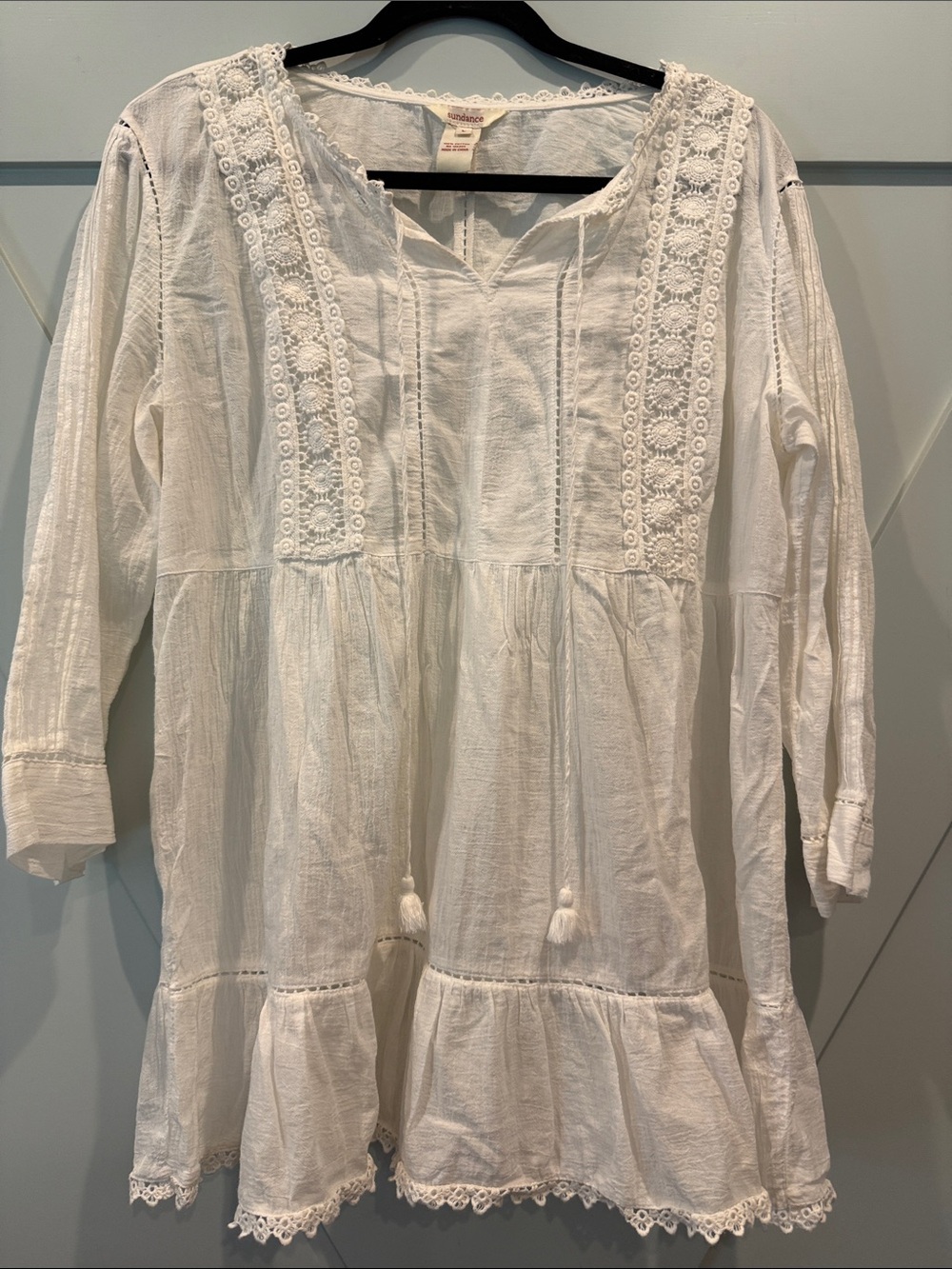 White Lace-Trim Cotton Girls' Dress